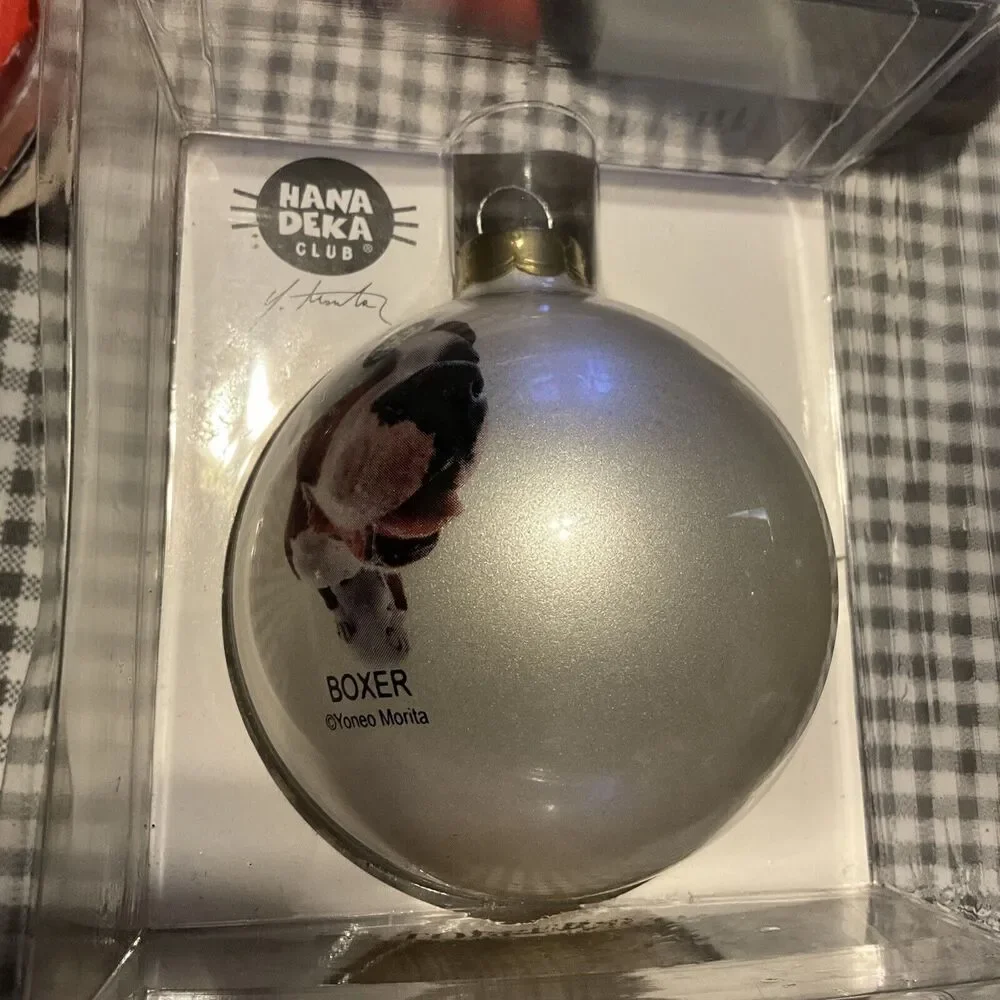 Boxer DOGGlass Christmas Ornament Hanadeka Club By Yoneo Morita Holiday 2005 New